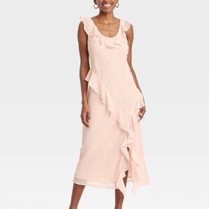 A New Day brand elegant light baby Pink Ruffle chiffon dress